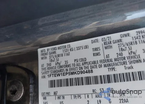 2021 Ford F-150 Xlt from USA, damaged, VIN 1FTEW1EP5MKD90488